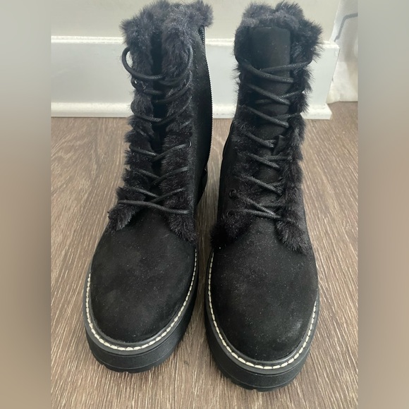 Women’s Madden Girl Furry Combat Boots. Color- Black. - Picture 6 of 13